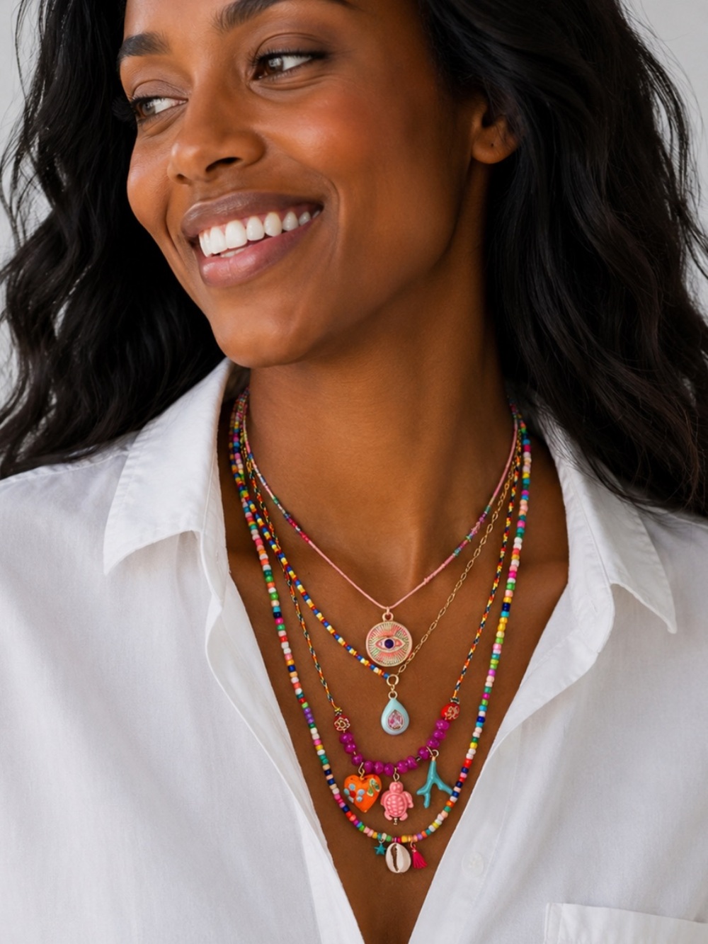 New! Preppy Colorful Mixed Beaded Dopamine Necklace NWOT 3033